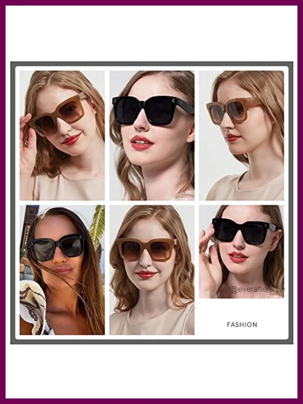 Oversized Square Sunglasses Women UV400 Protection Plastic Frame Retro Shades